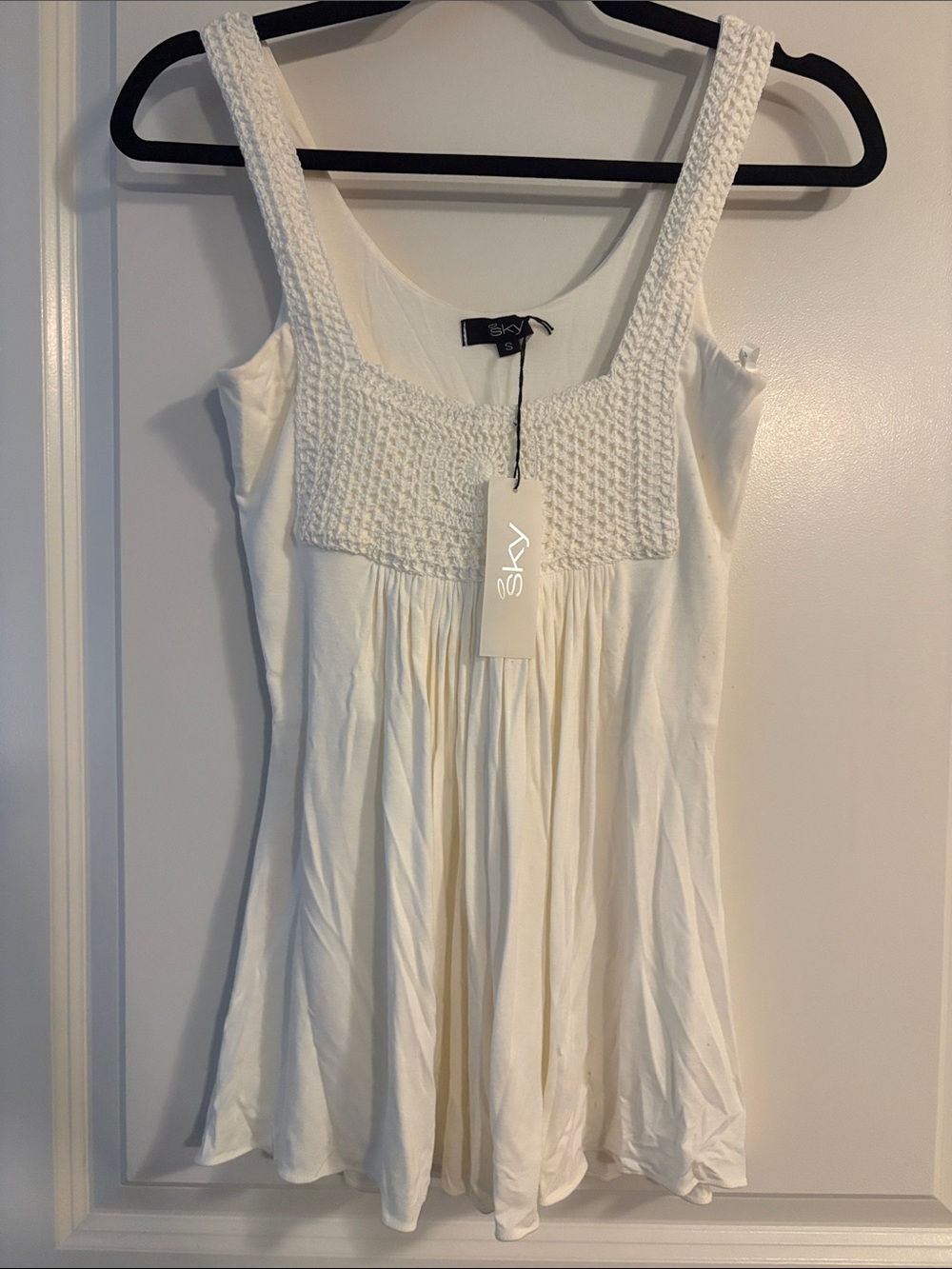 Sky Ivory Smocked Square Camisole- Stain!
